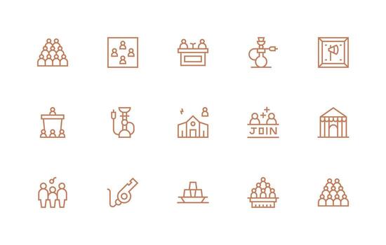 Gathering Design Icons featuring 15 in Regular Line Style Versatile Icon Collection for Designers vector