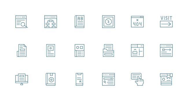 página visual paquete conteniendo 18 mínimo línea íconos rápido acceso íconos para ui desarrollo vector