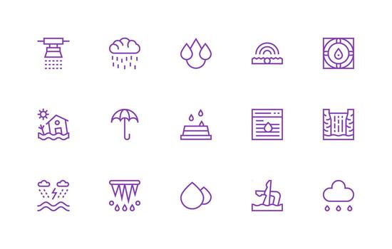 15 Icons for Flood in Regular Line Format Compact Icon Pack vector