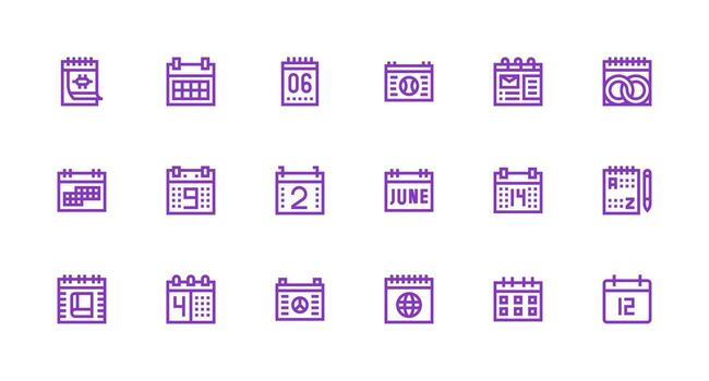 Date Icon Collection with 18 Strong Stroke Line Designs Neatly Designed Icons for Web Platforms vector