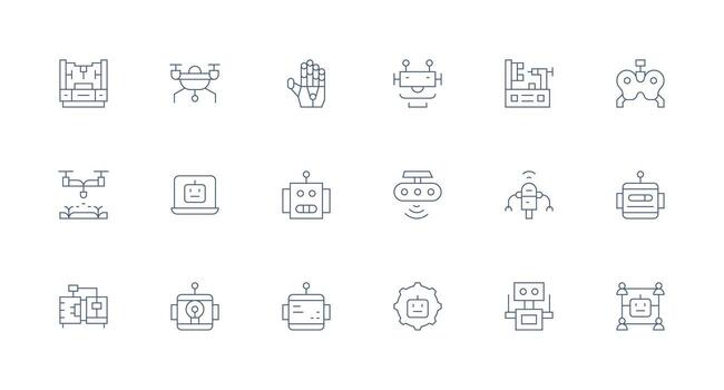 Minimal Line Style Robotics Icons with 18 Vectors Pixel Perfect Icons for Modern Apps