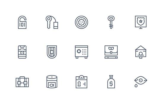 bóveda incluso 15 regular línea ilustraciones bien estructurado íconos para creativo utilizar vector