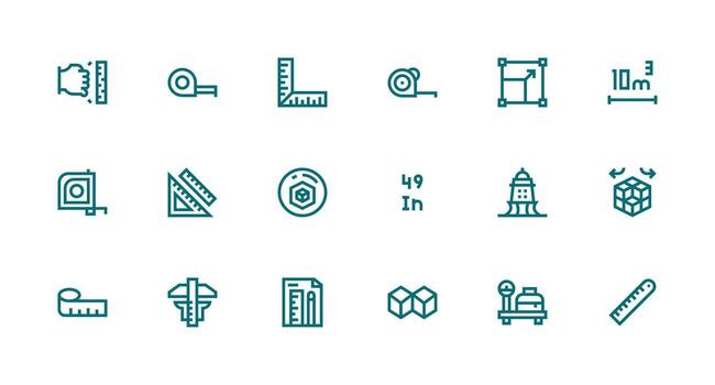 Strong Stroke Line Icons from Dimension Set with 18 Vectors Essential Icon Collection