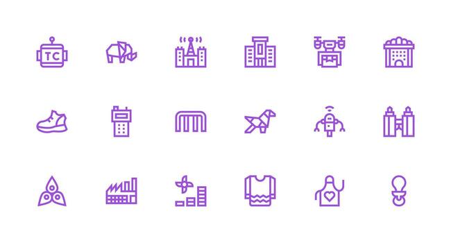 18 Strong Stroke Line Icons for Modern Graphics Clear and Concise Icon Set Collection vector