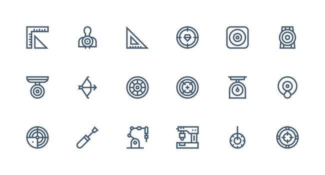 Precision Visual Pack containing 18 Strong Stroke Line Icons UI and UX Focused Icon Collection vector