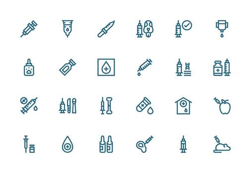 Thick Line Line Icons from Injection Set with 24 Vectors Core Icon Collection for Daily Tasks