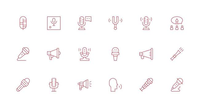 18 Icons for Speech in Minimal Line Format Functional Icon Series vector
