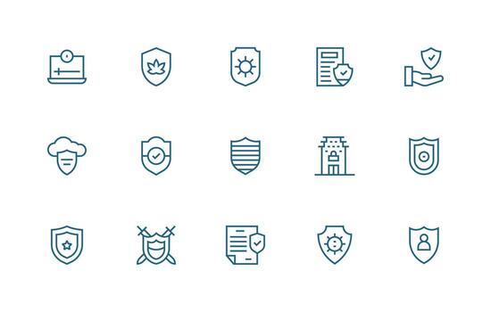15 Icons for Safeguard in Regular Line Format Smart Icon Collection vector