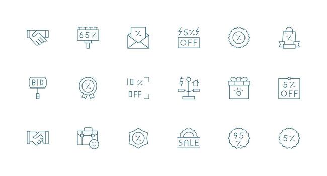 acuerdo conjunto con 18 mínimo línea íconos escalable íconos para multiplataforma interfaces vector