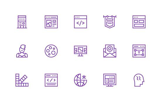 15 Regular Line Designs for Web Design Icons Glyph Icon Series vector