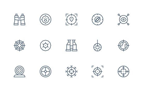 Scope Icon Set with 15 Regular Line Graphics Professional Icon Pack for Development Work vector