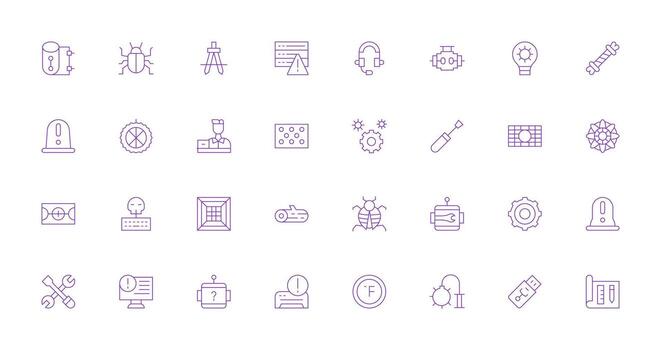 Technical including 32 Thin Line Illustrations Interface Icons for Daily Use vector