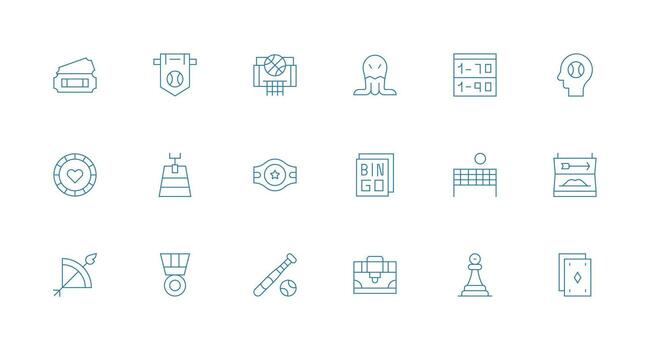 Game Set with 18 Minimal Line Icons Optimized Icon Pack for Digital Products vector