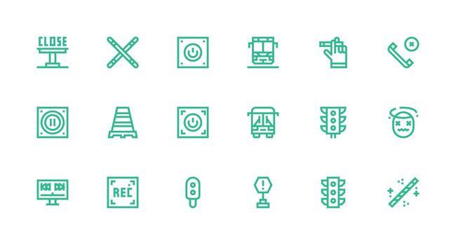 Stop featuring 18 Icons in Strong Stroke Line Design UI Icon Set vector