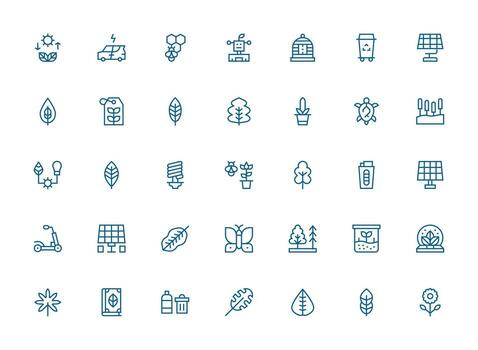 35 Regular Clean Line Icons for Eco Graphics Multi-Style Icon Collection vector
