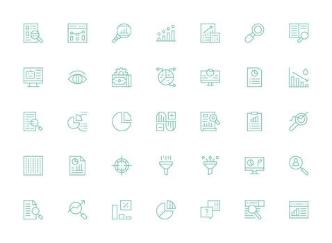 ligero línea íconos desde datos análisis conjunto con 35 vectores aplicación icono paquete