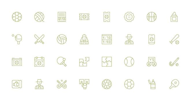 32 Thin Line Vectors for Match Theme Multi-Purpose Icon Set