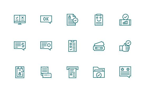 15 Regular Line Vectors for Confirmation Theme Icon Set for Apps