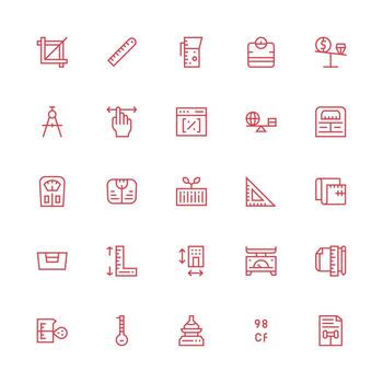 25 Medium Stroke Outline Vectors for Scale Theme Icon Set for Web