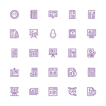 Summary Visual Pack containing 25 Medium Stroke Outline Icons Clean Icon Collection for Web Use vector