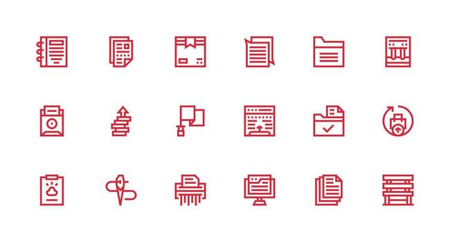 File Management featuring 18 Icons in Strong Stroke Line Design Lightweight Icon Series for Fast Prototypes vector