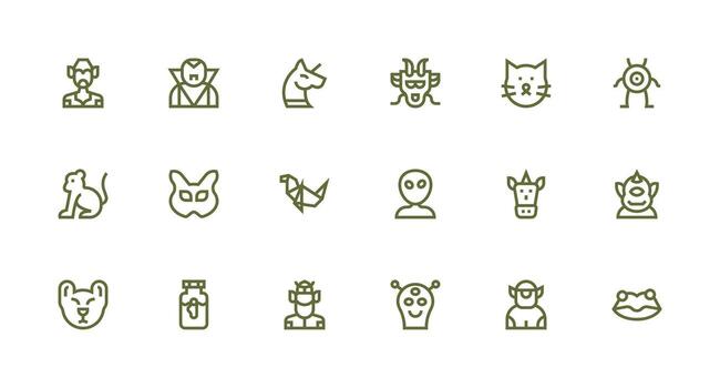Creature Icon Collection with 18 Strong Stroke Line Designs Scalable Icons for Cross-Platform Interfaces vector