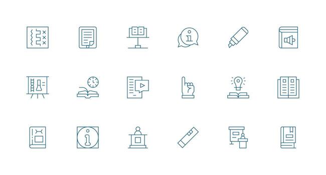 instructivo icono conjunto con 18 mínimo línea gráficos de uso múltiple icono diseño paquete vector