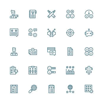 evaluación icono conjunto con 25 medio carrera contorno gráficos versátil icono colección para diseñadores vector