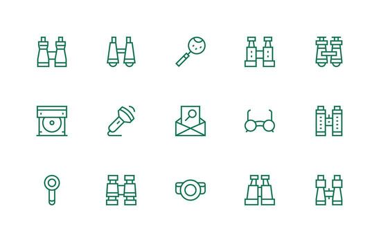 15 Regular Line Style Icons from Optical Collection Functional Icon Series vector