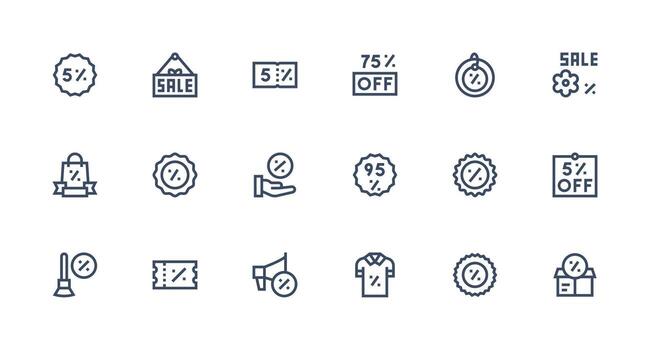 Markdown Icon Collection with 18 Strong Stroke Line Designs Interface Icons for Daily Use vector