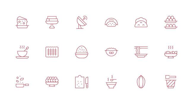 Dish featuring 18 Icons in Minimal Line Design Quick Access Icons for UI Development vector