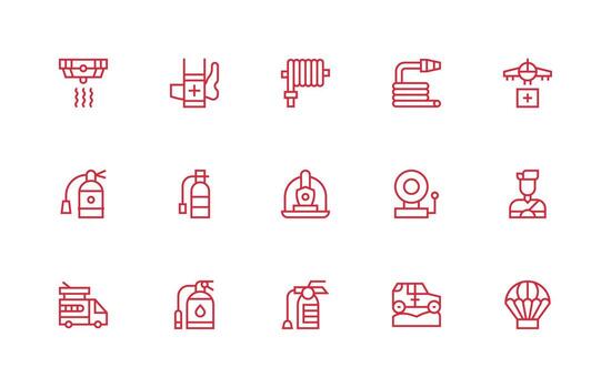 15 Emergency Response Icons in Regular Line Aesthetic Functional Icon Series vector