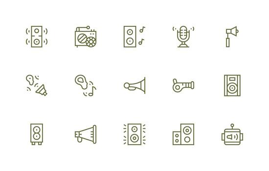 15 sonido sistema íconos en regular línea estético neutral estilo íconos para ninguna proyecto vector