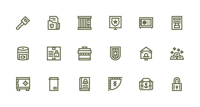 18 Icons for Vault in Strong Stroke Line Format Reliable Icons for All Interfaces vector
