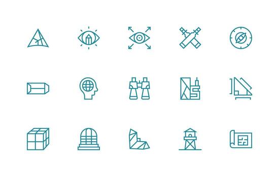 15 Icons for Perspective in Regular Line Format Professional Icon Pack for Development Work vector