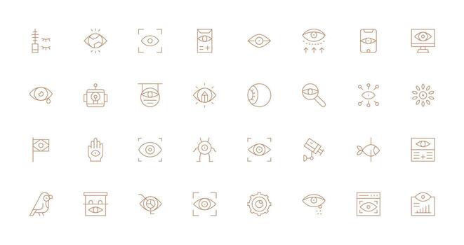 32 íconos para ojo en Delgado línea formato limpiar conjunto para diseño prototipos vector