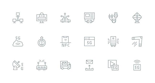 18 íconos para datos transmisión en mínimo línea formato diseño icono paquete vector