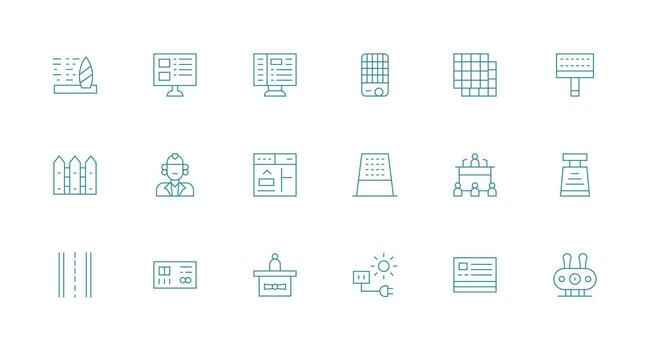 Panel featuring 18 Icons in Minimal Line Design Essential Icon Collection vector