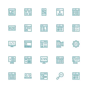 25 Medium Stroke Outline Designs for Html Icons Clean Icon Collection for Web Use vector