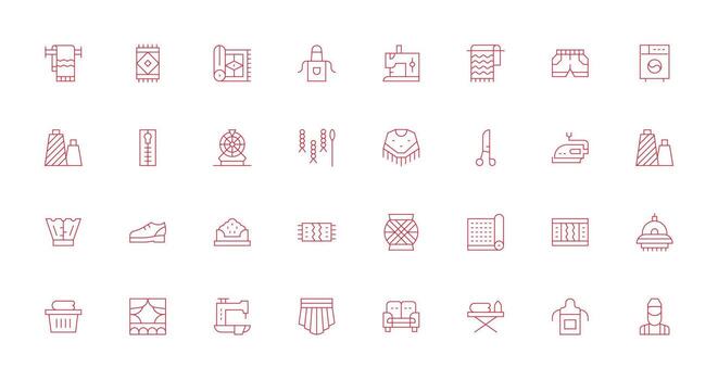 32 Thin Line Designs for Fabric Icons Customizable Icon Series for Mobile Screens vector