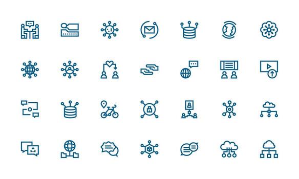 Sharing Visual Pack containing 28 Bold Line Icons Fully Editable Icon Set for Web vector