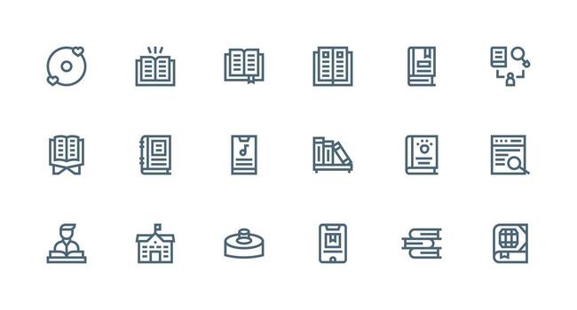 biblioteca icono conjunto con 18 fuerte carrera línea gráficos flexible icono sistema para web interfaces vector