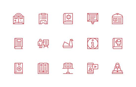 Tutorial Set with 15 Regular Line Icons Full Icon Library for UI Designers vector