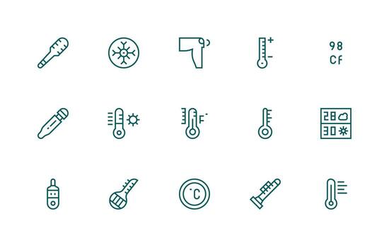 Fahrenheit visual paquete conteniendo 15 regular línea íconos interfaz icono colección para diario proyectos vector