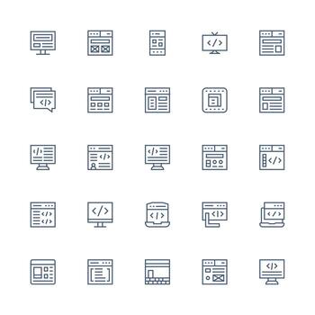 25 Medium Stroke Outline Icons for Html Graphics Editable Icon Collection vector