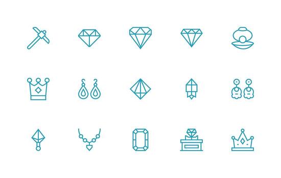15 regular línea vectores para joya tema de confianza íconos para todas interfaces