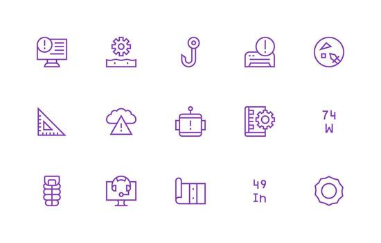 15 regular línea íconos para técnico gráficos sencillo icono paquete vector