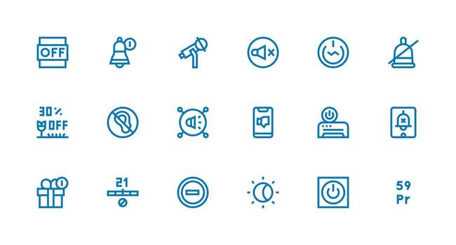 Strong Stroke Line Icons from Off Set with 18 Vectors Sharp Icons for Presentations