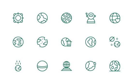 Planet including 15 Regular Line Illustrations Design Ready Icon Set for Teams vector