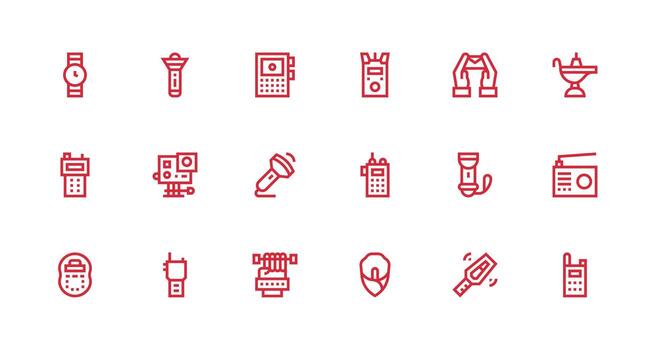 Handheld Design Icons featuring 18 in Strong Stroke Line Style Fully Editable Icon Set for Web vector